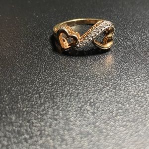 Heart/Infinity Ring Diamond Accents RG Plated 925